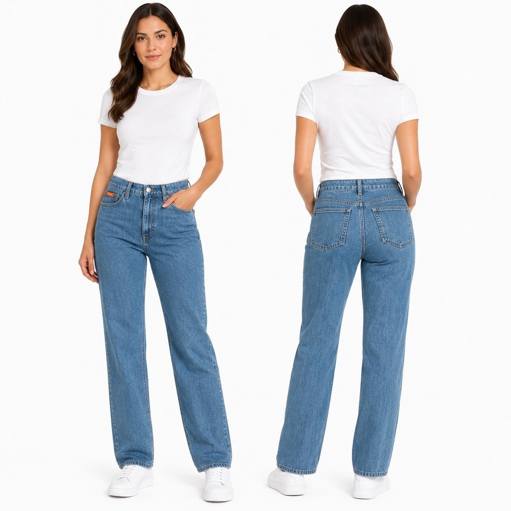 Faconbable Jeans Womens 6 High Rise Straight Leg Jeans Medium Wash Blue Denim